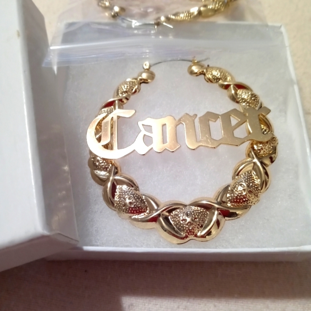 Brand new Cancer horoscope sign gold plated earrings